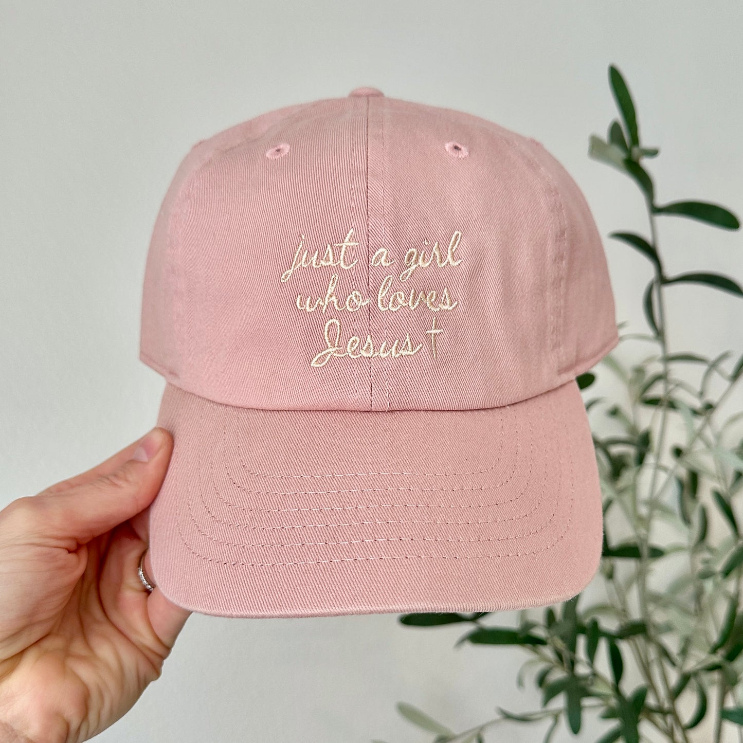 Just A Girl Who Loves Jesus Dad Hat - Peachy Pink