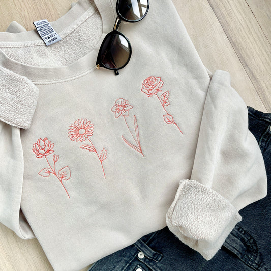 Birth Month Flower Embroidered Crewneck