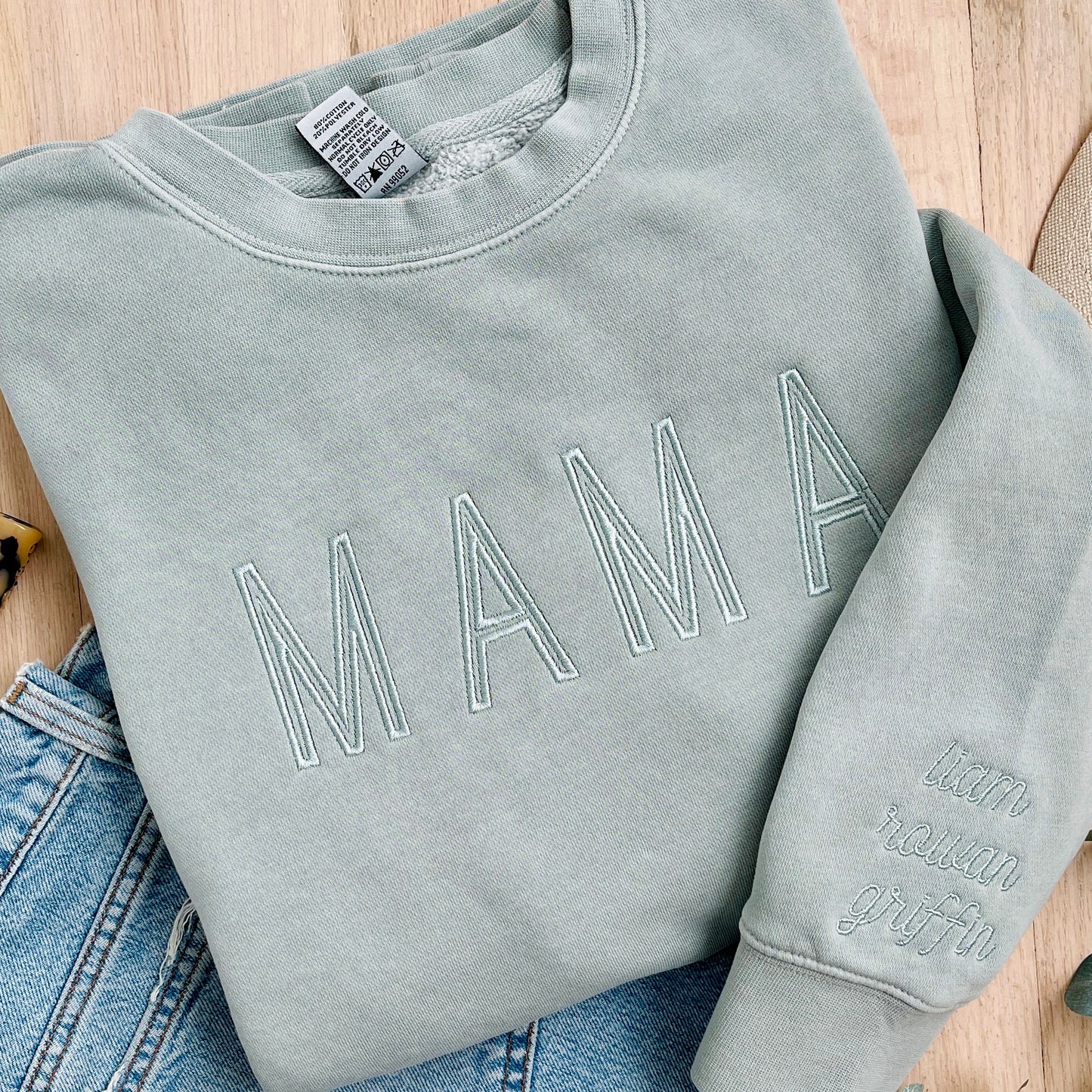 Modern Monochromatic MAMA Embroidered Sweatshirt