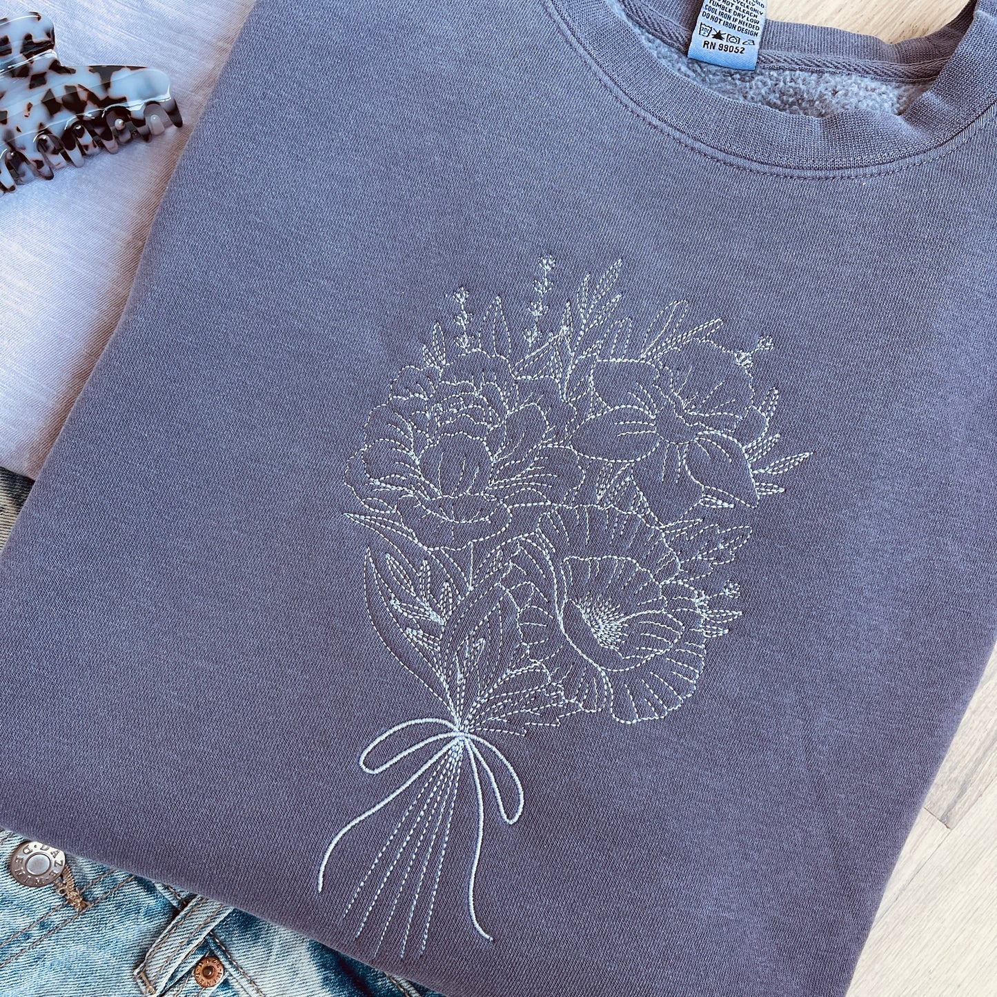 Birth Month Bouquet Embroidered Sweatshirt