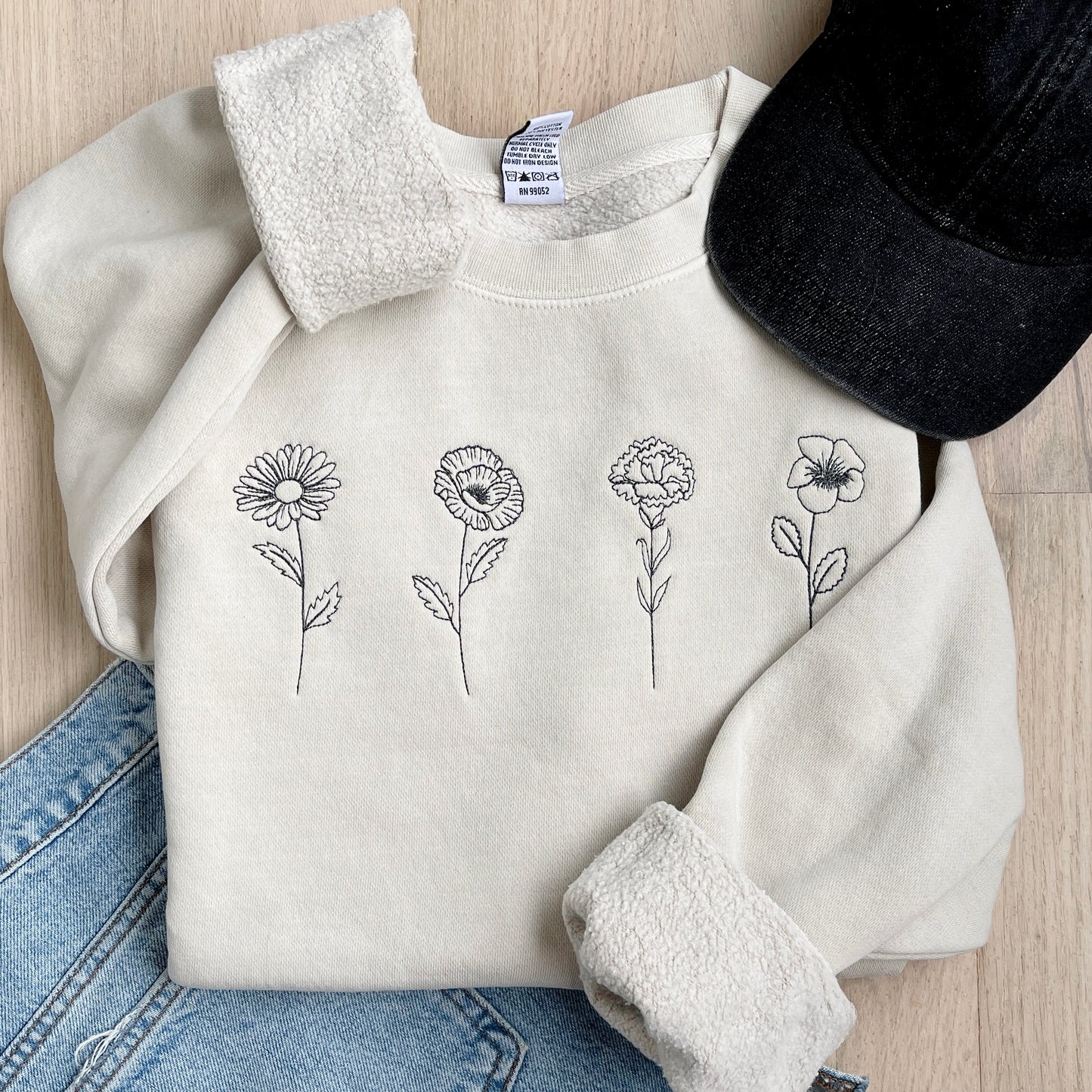 Birth Month Flower Embroidered Crewneck