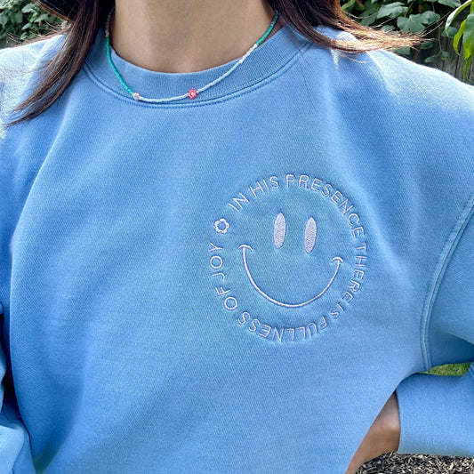 Fullness of Joy Smile Embroidered Sweatshirt