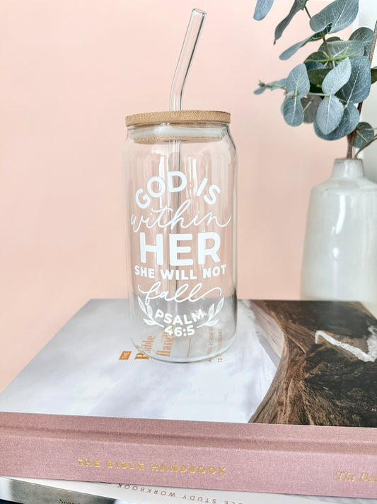 God is Within Her Glass Cup