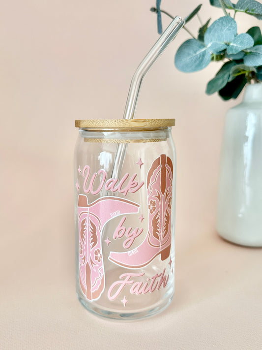 Walk By Faith Glass Cup