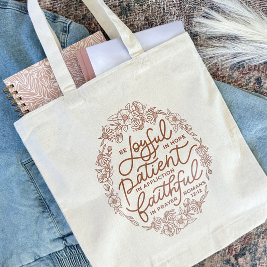 Joyful in Hope Canvas Tote Bag