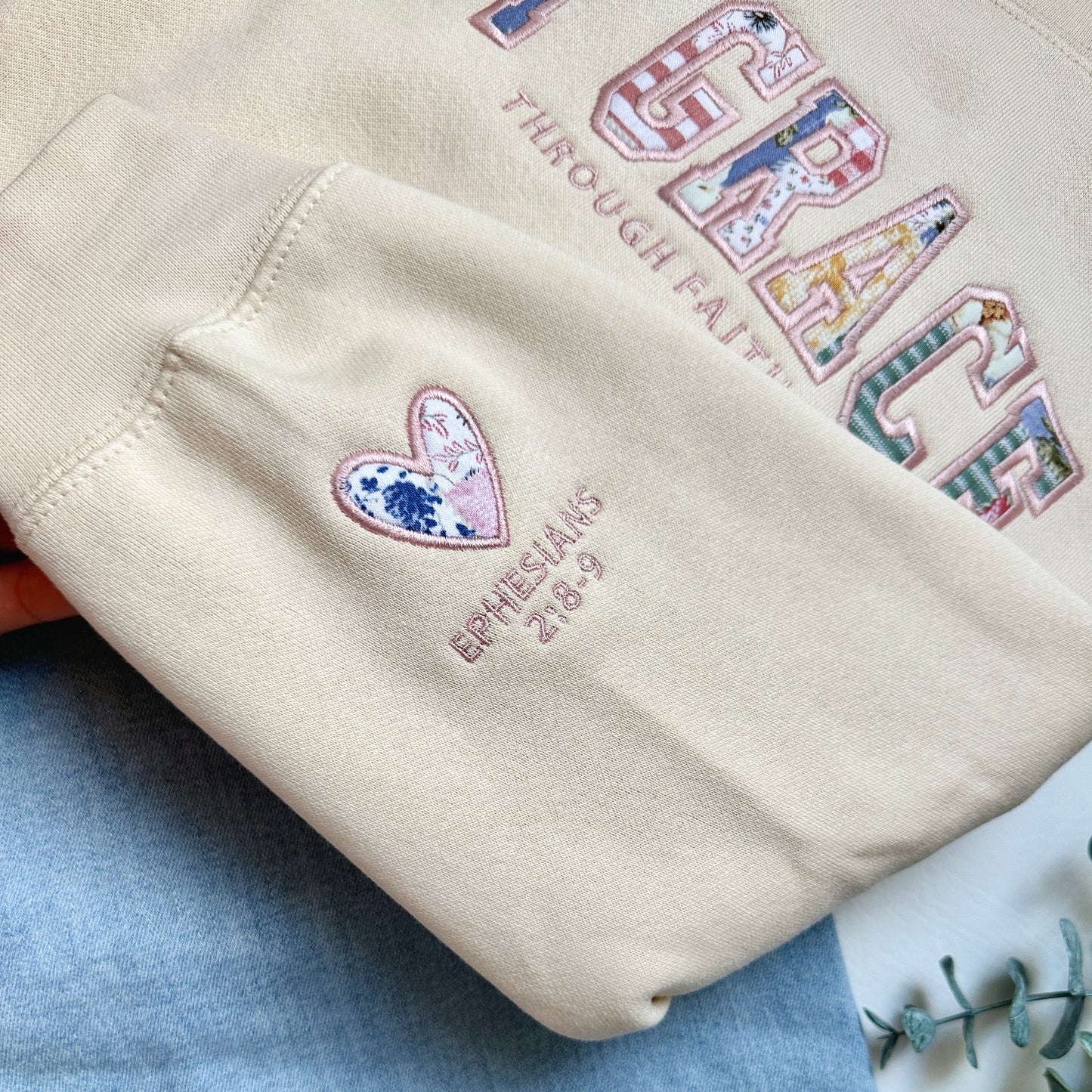 By Grace Through Faith Patchwork Sweatshirt