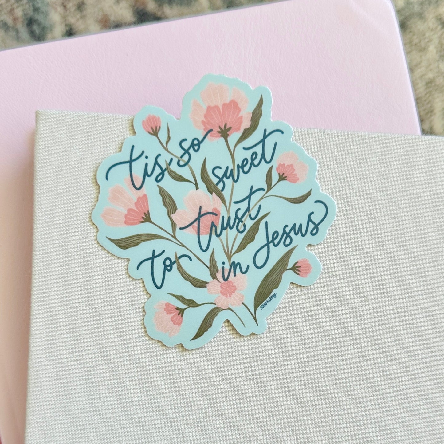 Tis so sweet to trust in Jesus Sticker (blue)