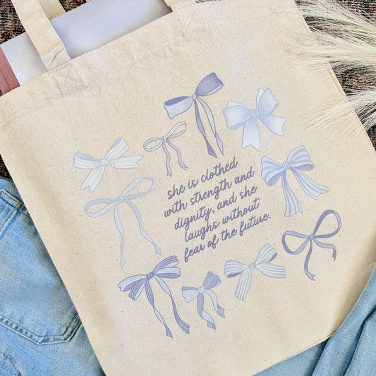 She is Clothed with Strength Canvas Tote Bag