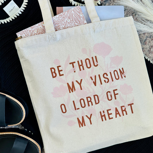 Be Thou My Vision Canvas Tote Bag (pink/rust)