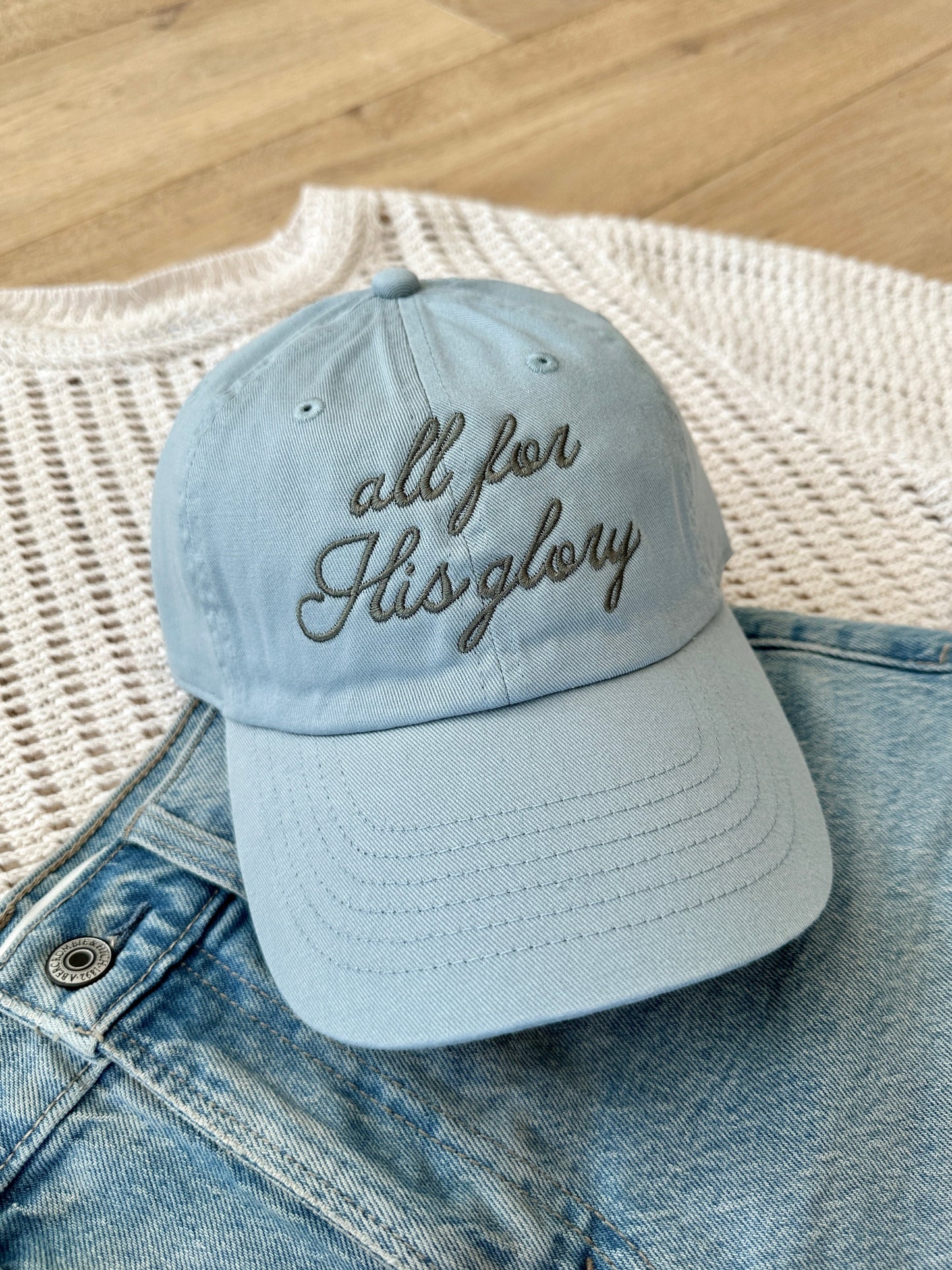 All For His Glory Dad Hat - Seafoam/Olive