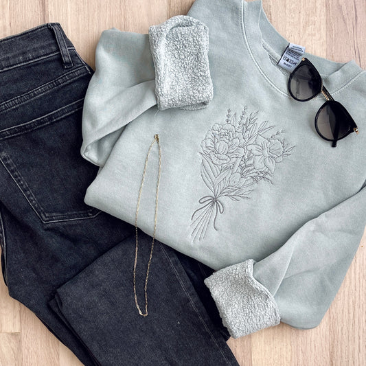 Birth Month Bouquet Embroidered Sweatshirt